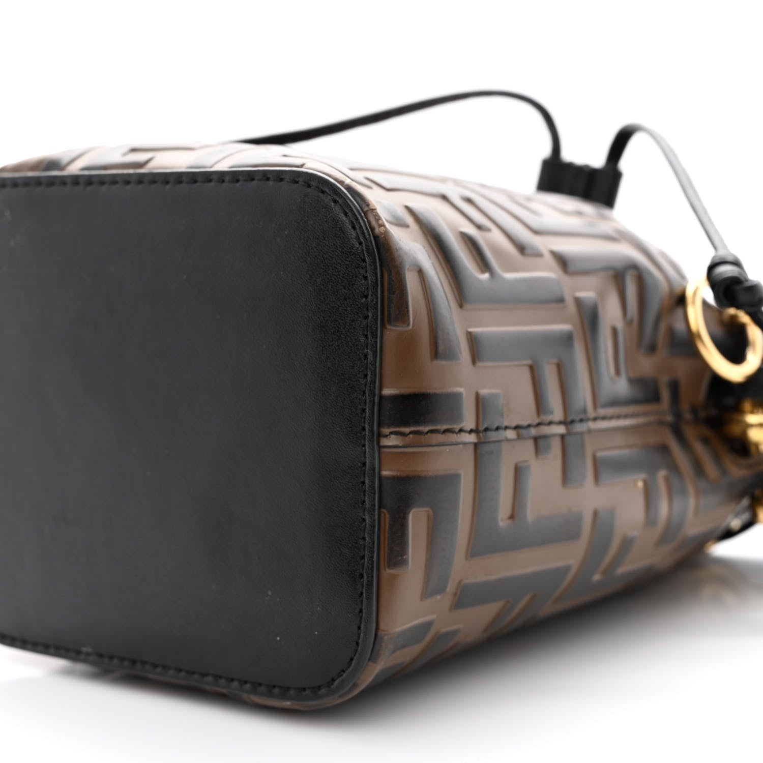 Fendi Vitello Liberty F is Fendi Bi-Color FF 1974 Embossed Mini Mon Tresor Bucket Bag Maya Black 10 of 11