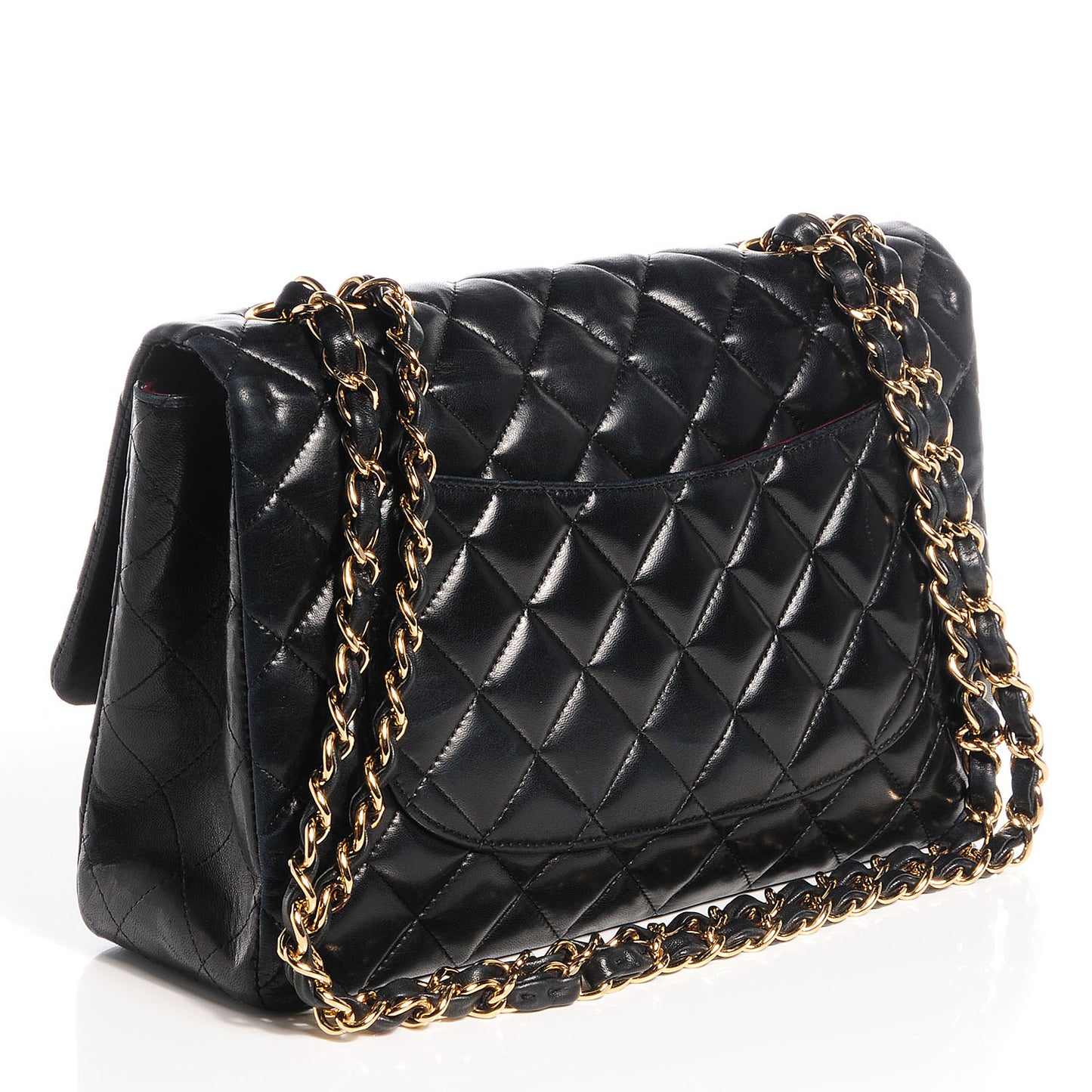 Lambskin Quilted Jumbo Single Flap Black