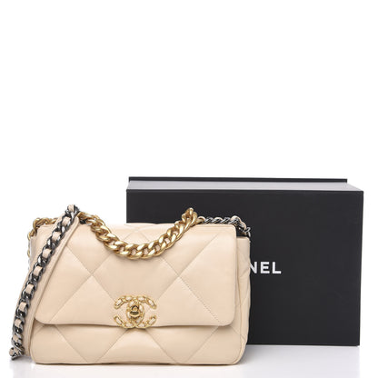 Chanel Goatskin Quilted Medium 19 Flap Beige 10 of 10