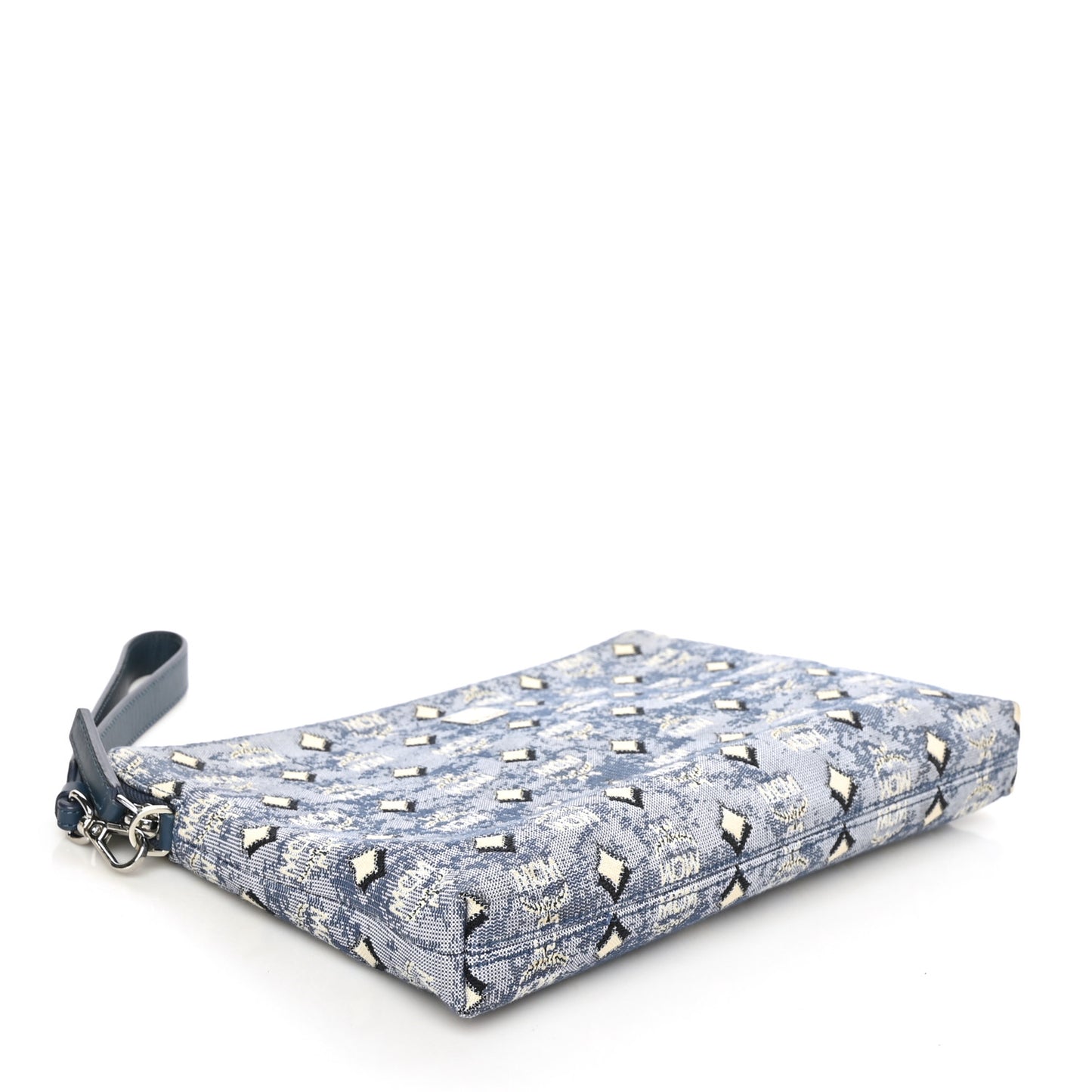 Vintage Jacquard Standing Wristlet Pouch Blue