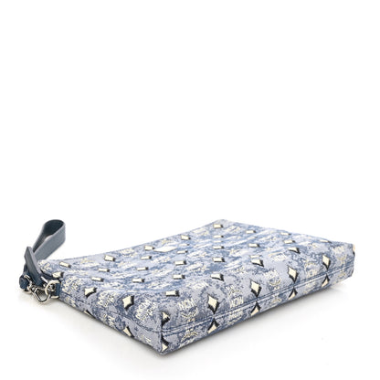 MCM Vintage Jacquard Standing Wristlet Pouch Blue 3 of 6