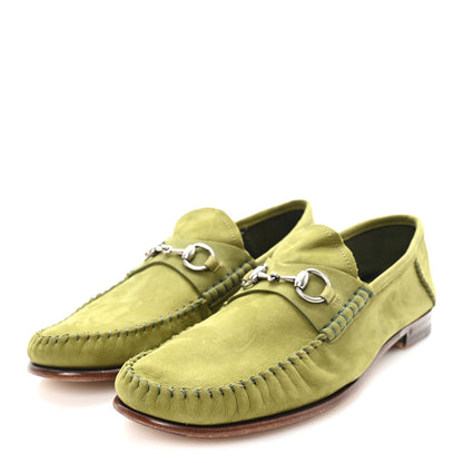 Gucci Nubuck Womens Horsebit Loafers 38 Herbs Light Green 4 of 9