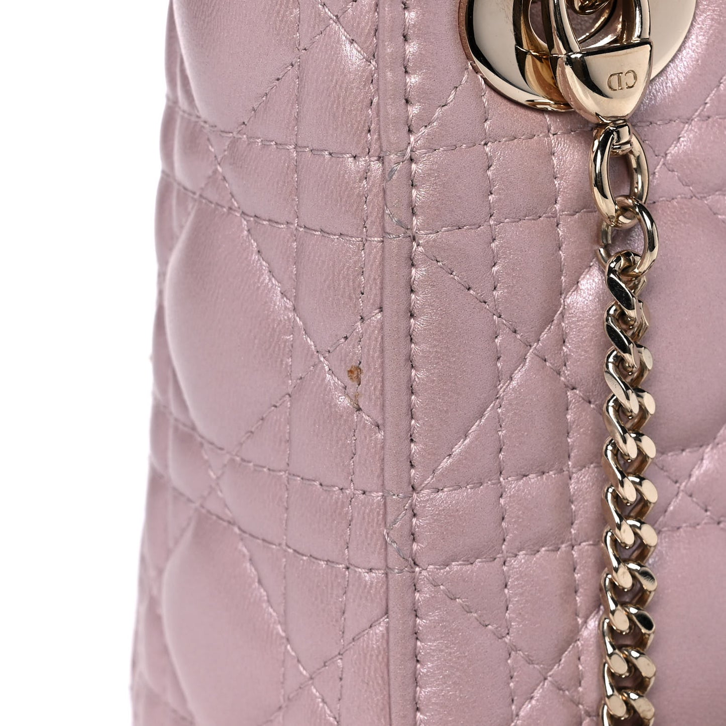 Metallic Lambskin Cannage Mini Lady Dior Lotus