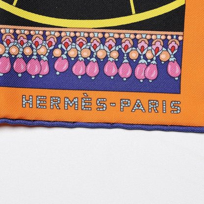 Hermes Silk Coupe De Gala Pocket Square Noir Orange Multicolor 3 of 6