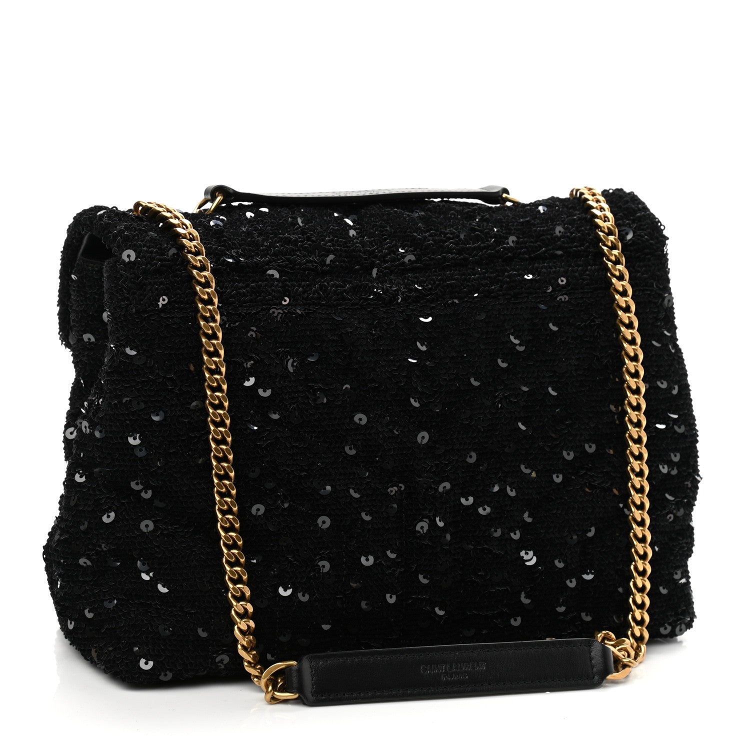 Saint Laurent Sequin Y Quilted Monogram Small Loulou Chain Satchel Black 3 of 11
