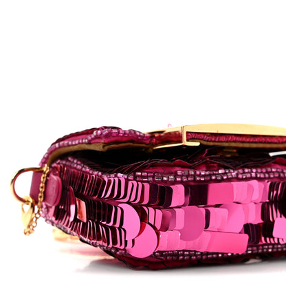 Fendi Sequin Paillettes Shiny Nappa Sex and the City Nano Maxi Buckle Baguette Charm Ciclamino Pilar 9 of 10