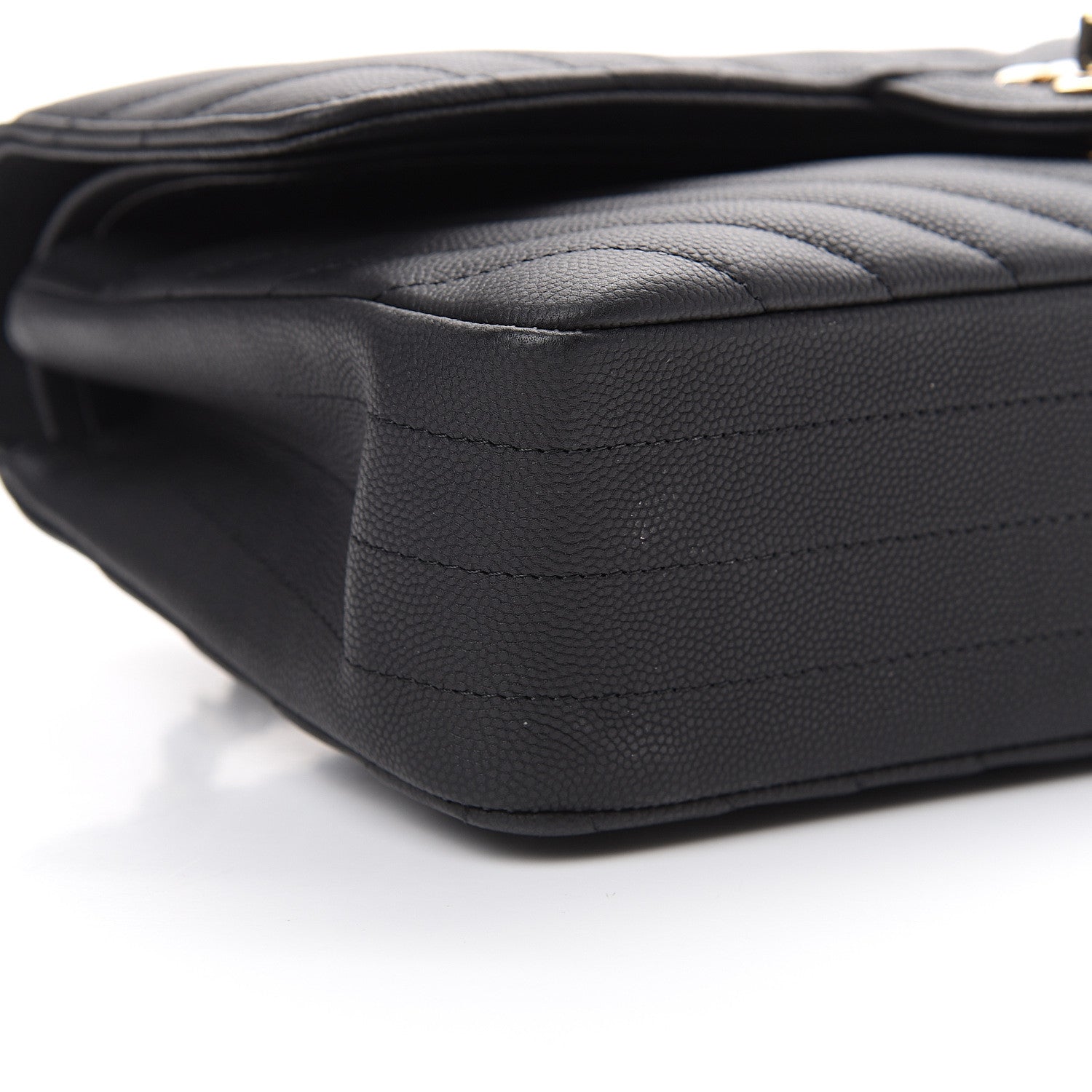 Chanel Caviar Chevron Quilted Medium Double Flap Black 8 of 9