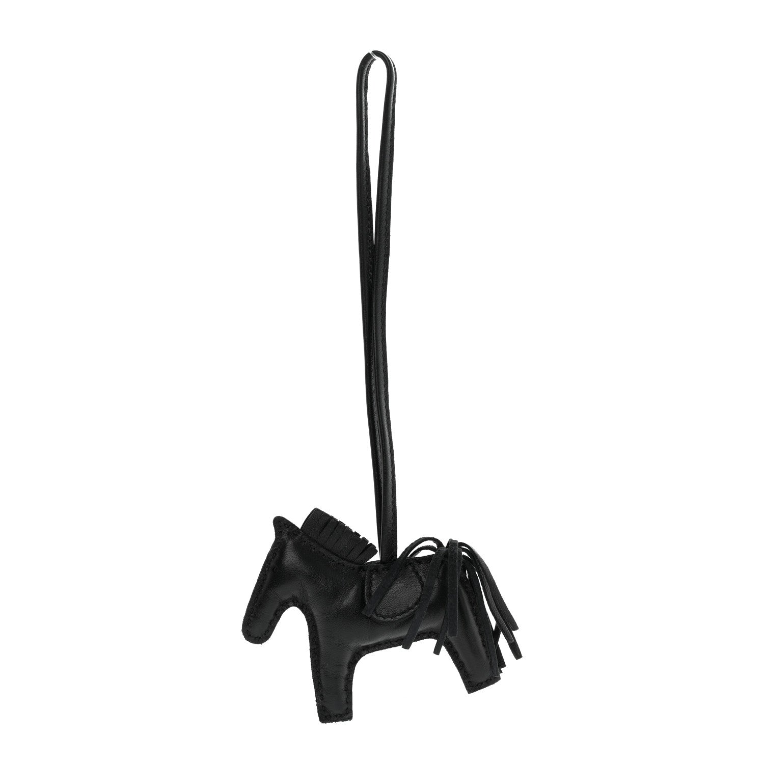 Hermes Milo Lambskin Grigri Rodeo Horse Bag Charm MM So Black 1 of 5
