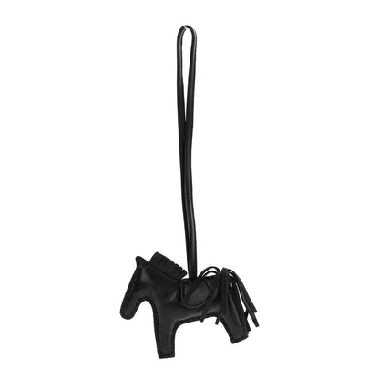 Hermes Milo Lambskin Grigri Rodeo Horse Bag Charm MM So Black 1 of 5