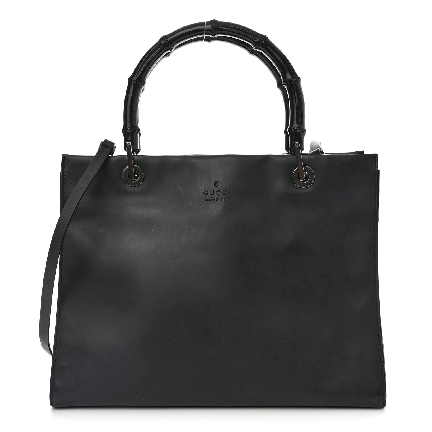 Gucci Calfskin Bamboo Top Handle Tote Black 1 of 11