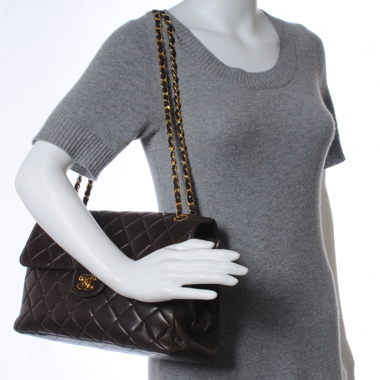 Lambskin Double Sided Medium Flap Brown