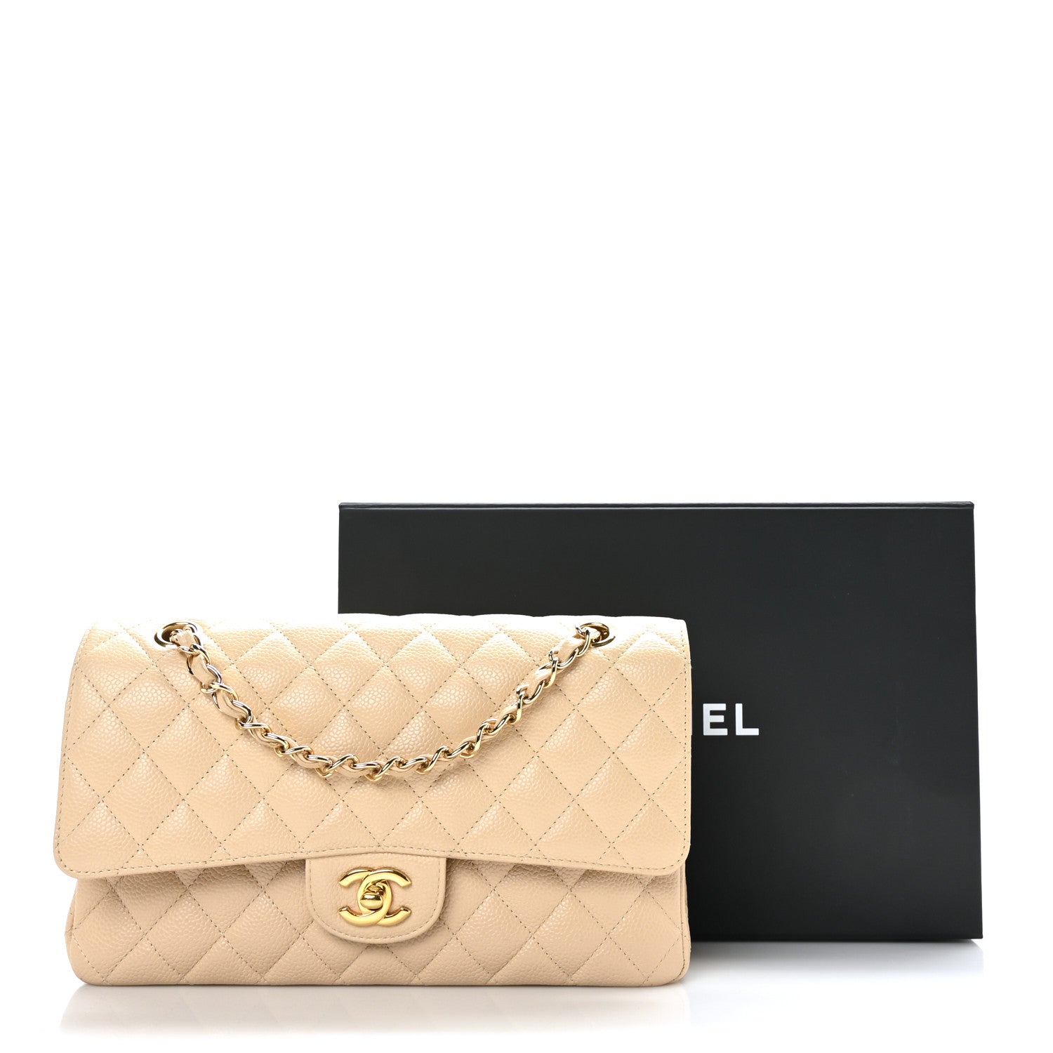 Chanel Caviar Quilted Medium Double Flap Light Beige 9 of 9