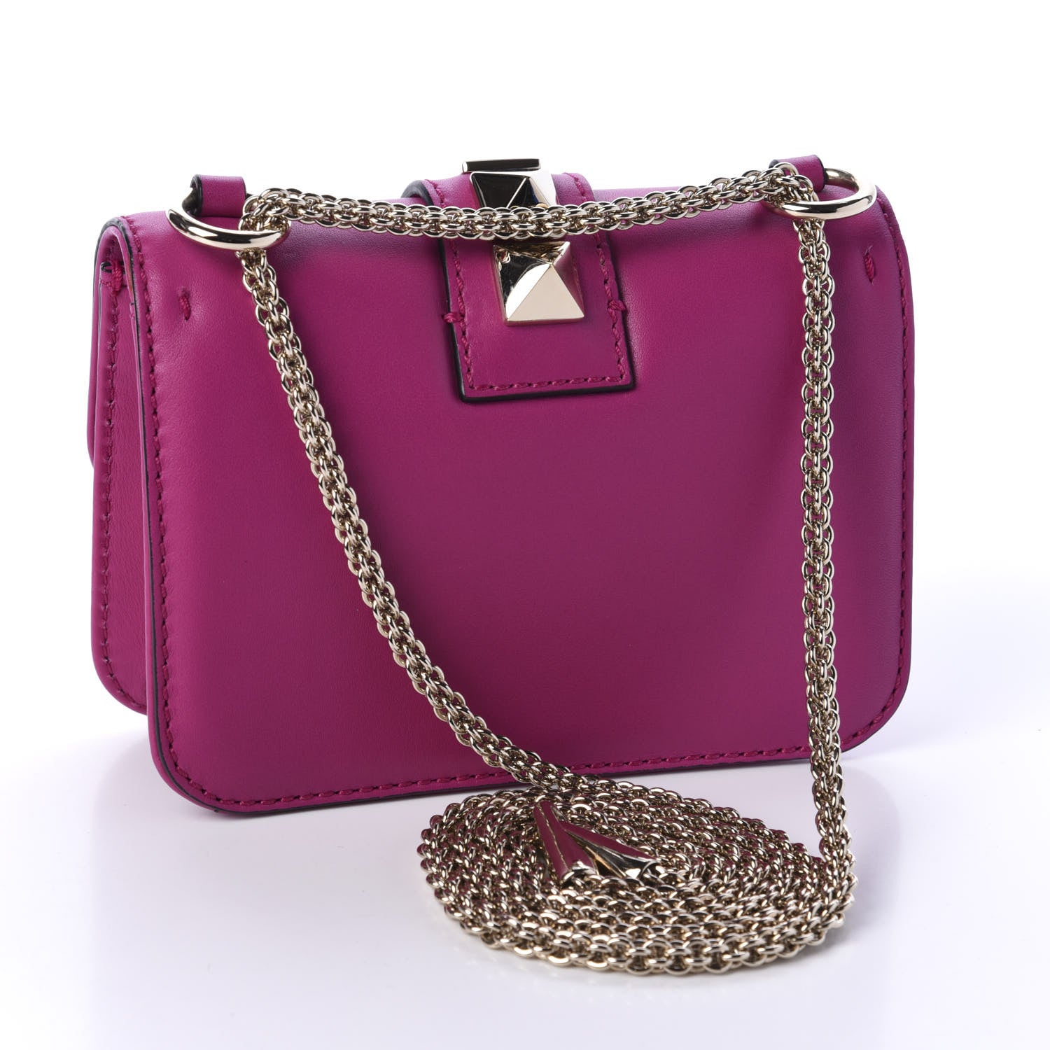 Valentino Garavani Vitello Mini Glam Lock Rockstud Flap Fuxia 3 of 9