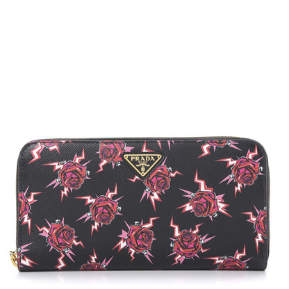 Prada X UNIVERSAL STUDIOS Saffiano Frankenstein Rose Zip Around Wallet Lacca 1 of 6