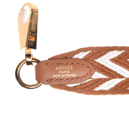 Hermes Toile Swift 25mm Sangle ZigZag Shoulder Strap Gold White 3 of 5