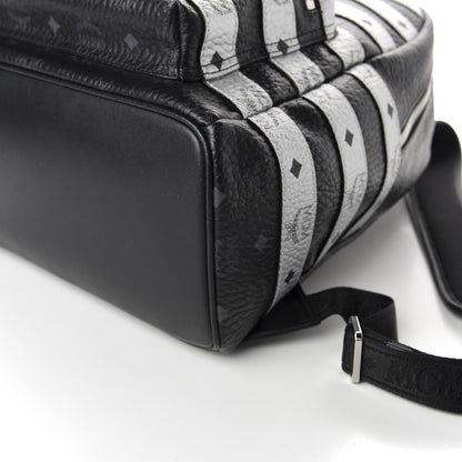 MCM Metallic Visetos Striped Medium Stark Backpack Silver Black 8 of 8