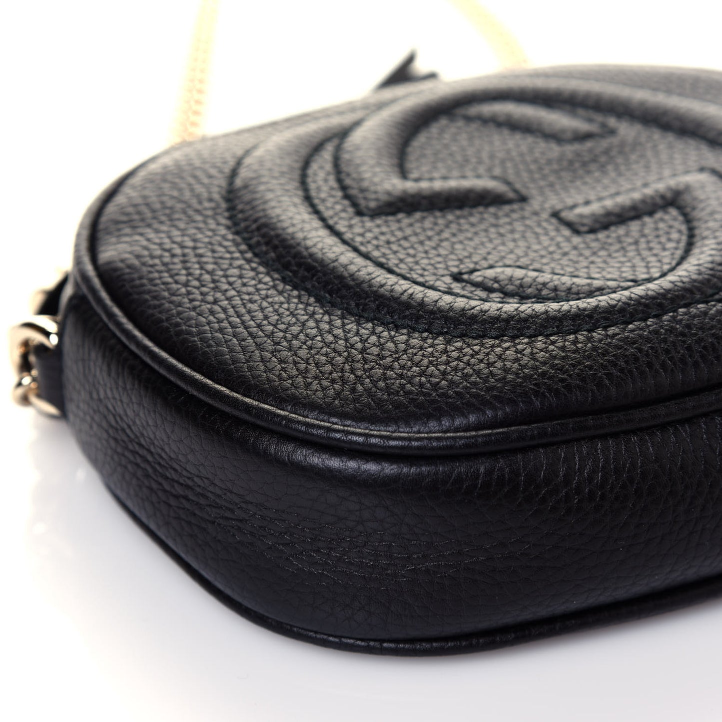 Pebbled Calfskin Mini Soho Chain Bag Black