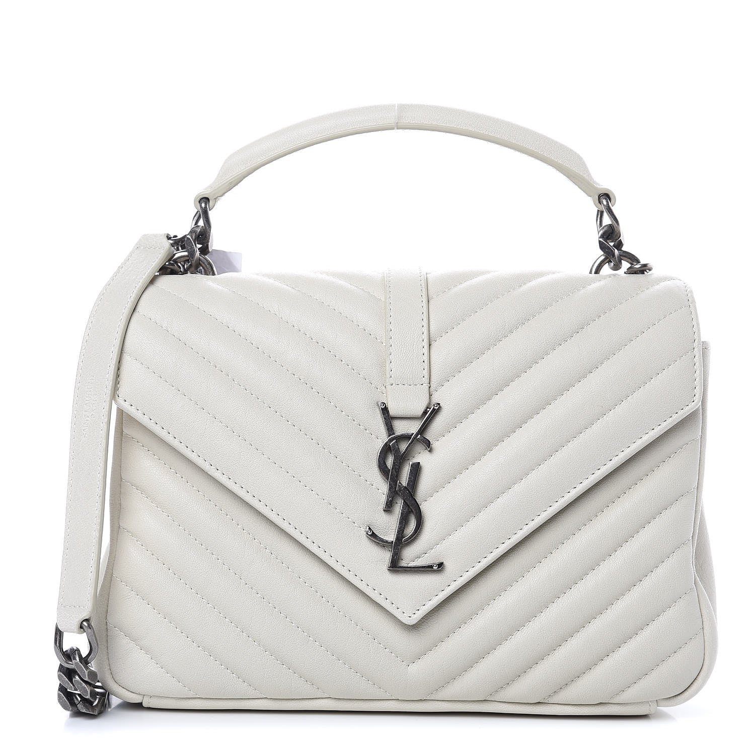 Saint Laurent Sheepskin Matelasse Chevron Monogram Medium College Bag Crema Soft 1 of 10
