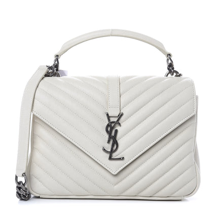 Saint Laurent Sheepskin Matelasse Chevron Monogram Medium College Bag Crema Soft 1 of 10