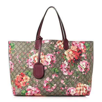 Gucci GG Supreme Monogram Blooms Large Reversible Tote Beige Multicolor Dry Rose 2 of 28