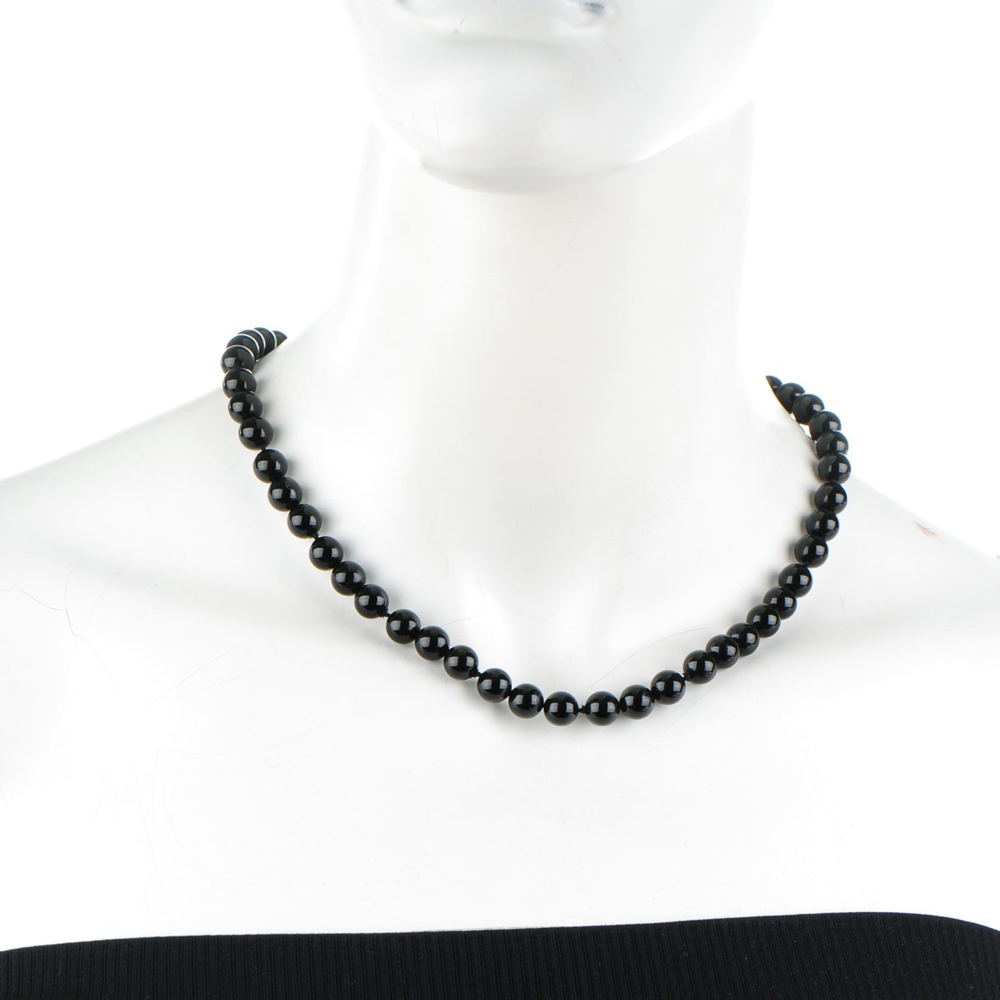 Sterling Silver Black Onyx Bead Toggle Necklace