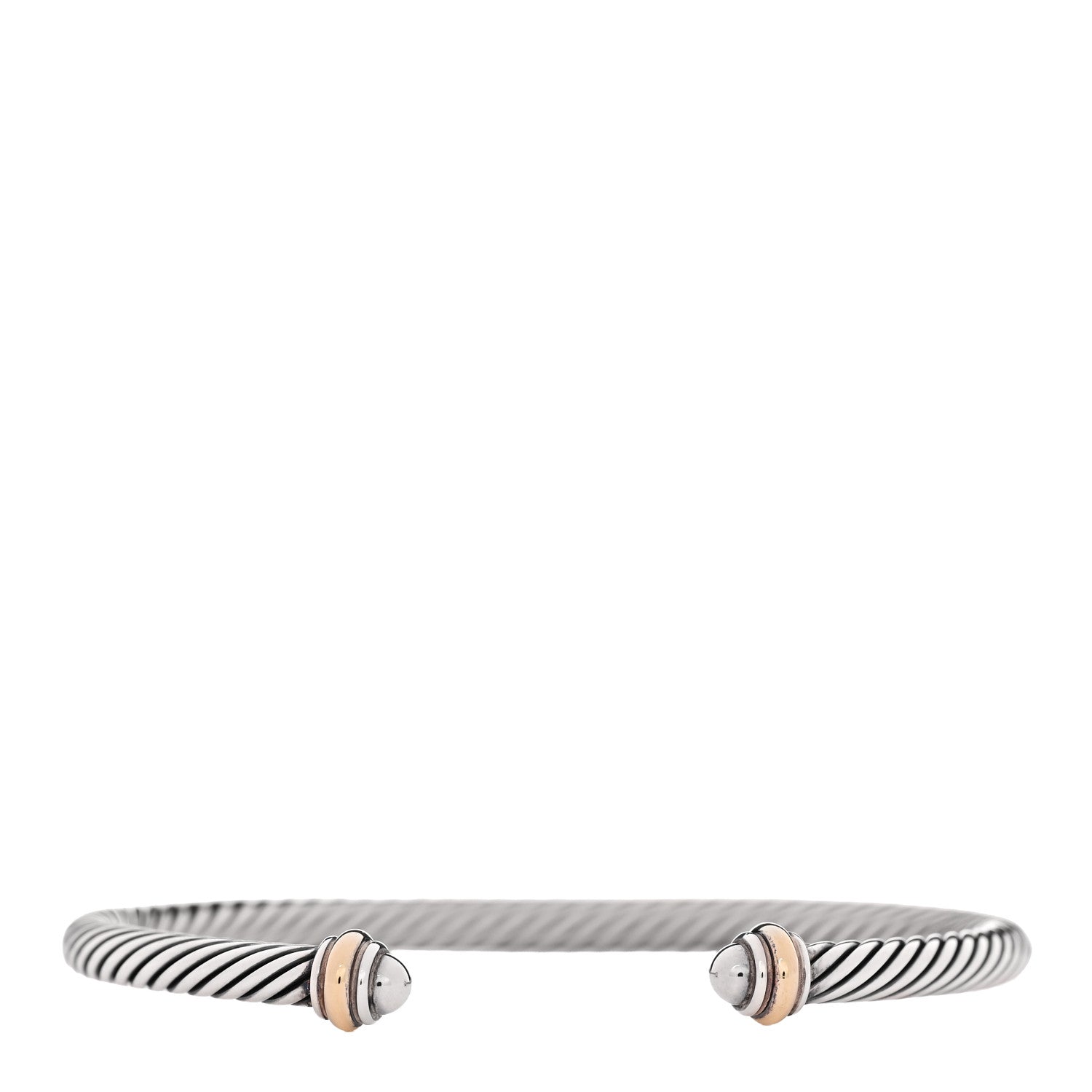 David Yurman Sterling Silver 18K Yellow Gold 4mm Cable Classics Bracelet 1 of 4