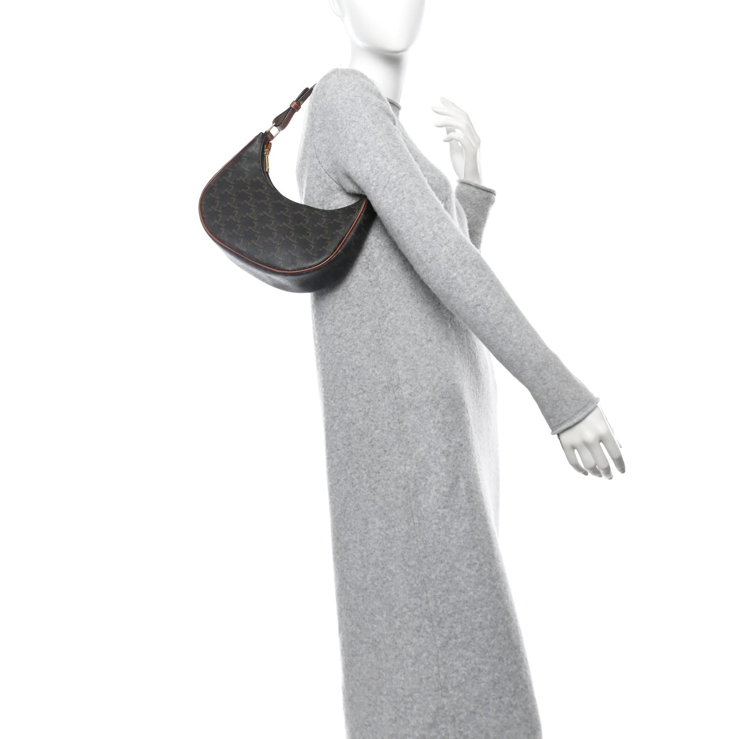 Triomphe Canvas Calfskin Ava Shoulder Bag Tan