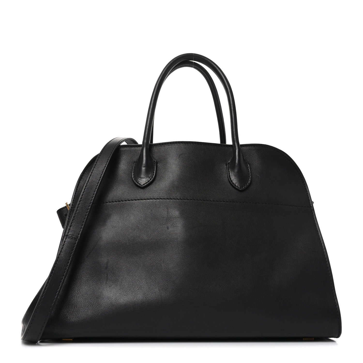 The Row Polished Saddle Calfskin Soft Margaux 12 Black 1 of 8