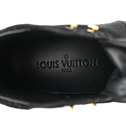 Louis Vuitton Calfskin Suede Monogram Cliff Top Wedge Sneakers 38 Navy 7 of 10