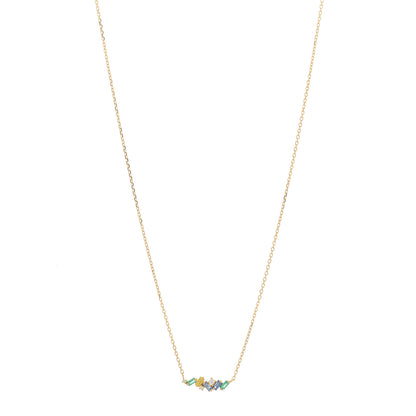 Suzanne Kalan 18K Yellow Gold Diamond Emerald Sapphire Pendant Necklace 1 of 5