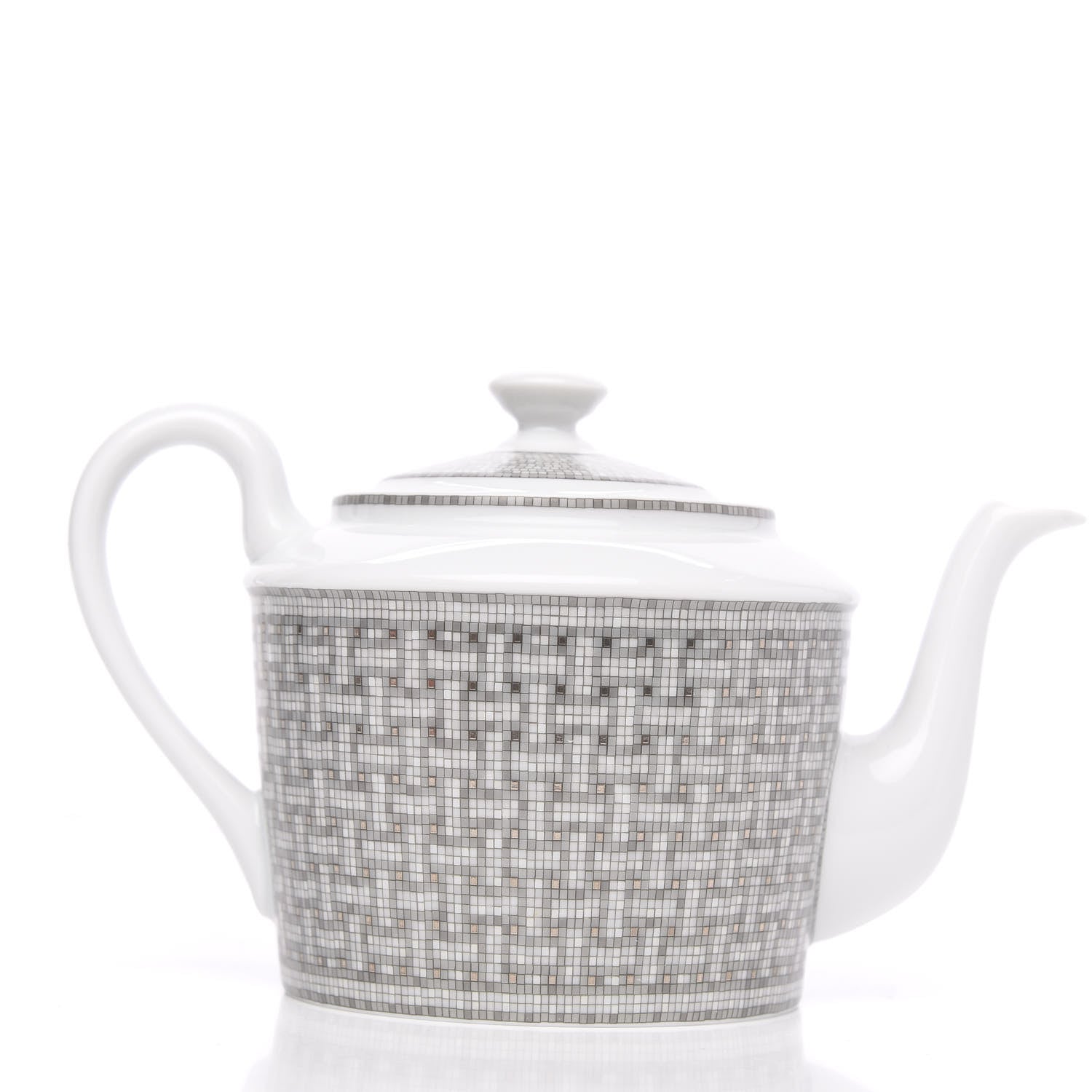Hermes Porcelain Mosaique Au 24 Platine Coffee/Tea Pot Platinum 4 of 9