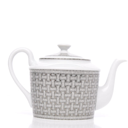 Hermes Porcelain Mosaique Au 24 Platine Coffee/Tea Pot Platinum 4 of 9