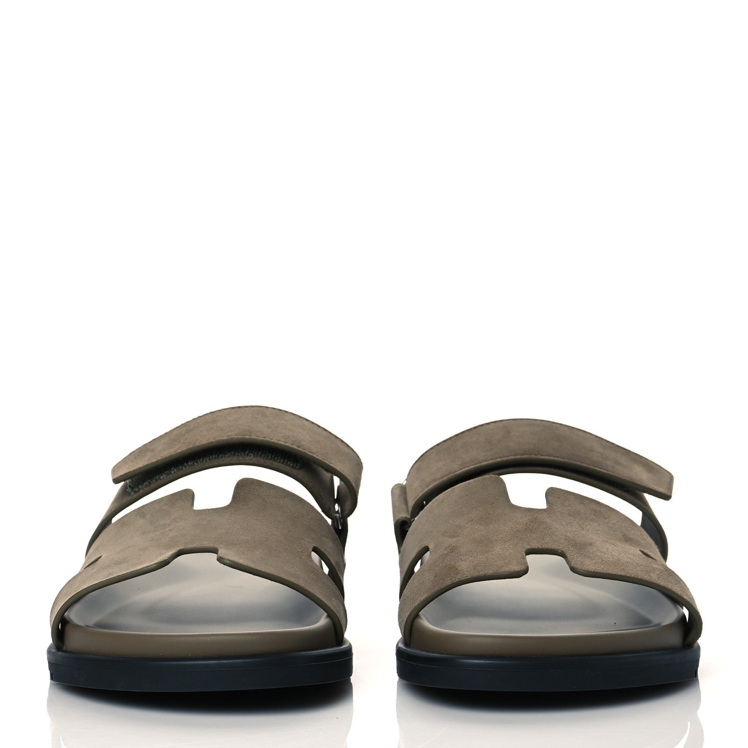 Hermes Suede Goatskin Womens Chypre Sandals 41 Vert Army 2 of 7