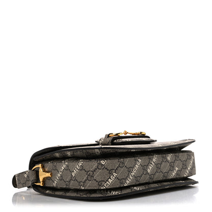 Gucci X BALENCIAGA GG Supreme Monogram Logo Print Horsebit 1955 Shoulder Bag Beige Ebony 4 of 10