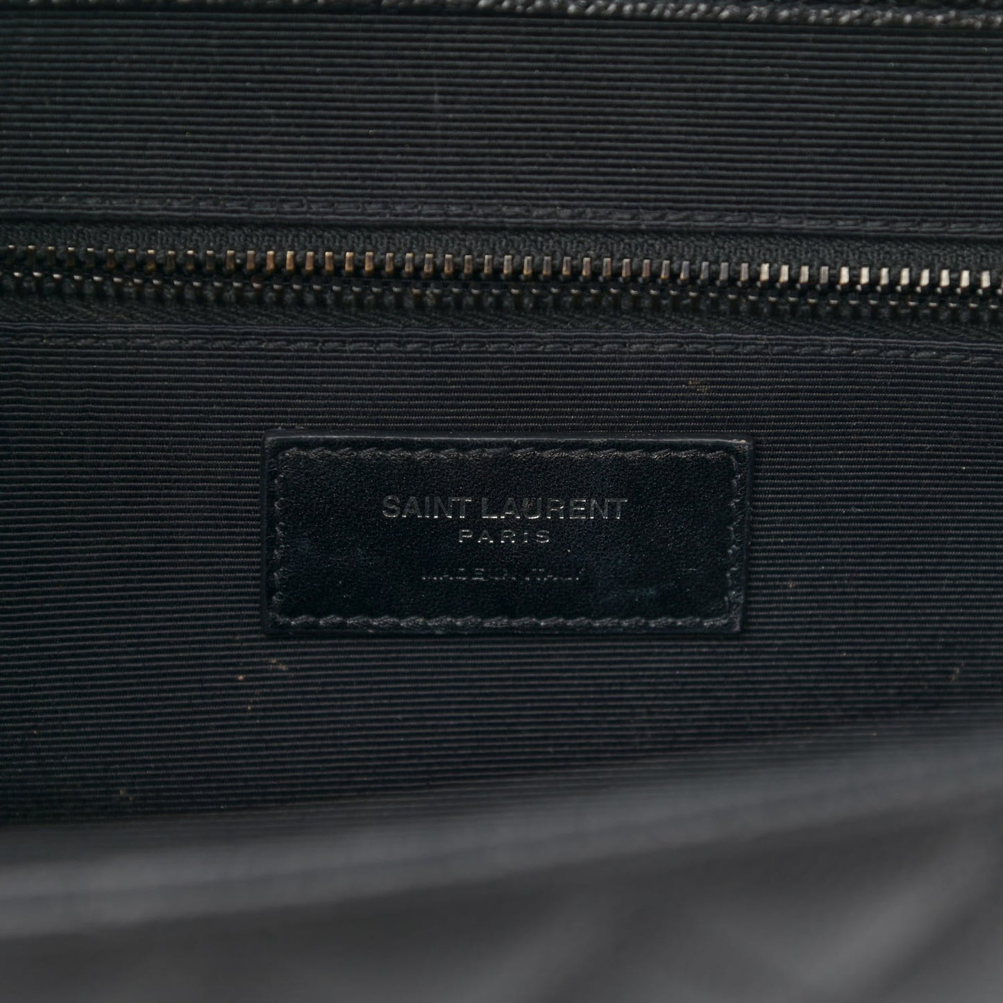 Grain De Poudre Textured Mixed Matelasse Large Triquilt Monogram Monochrome Satchel Black