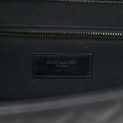 Saint Laurent Grain De Poudre Textured Mixed Matelasse Large Triquilt Monogram Monochrome Satchel Black 6 of 12