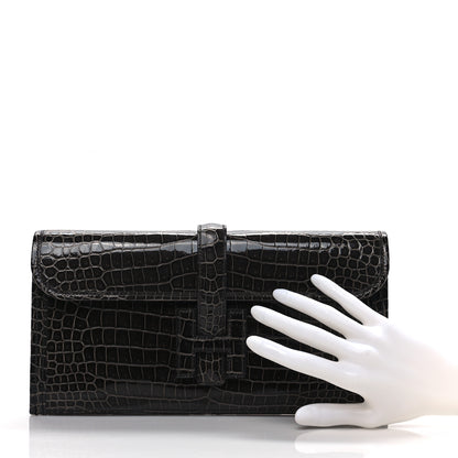 Hermes Shiny Porosus Crocodile Jige Elan 29 Clutch Graphite 2 of 9