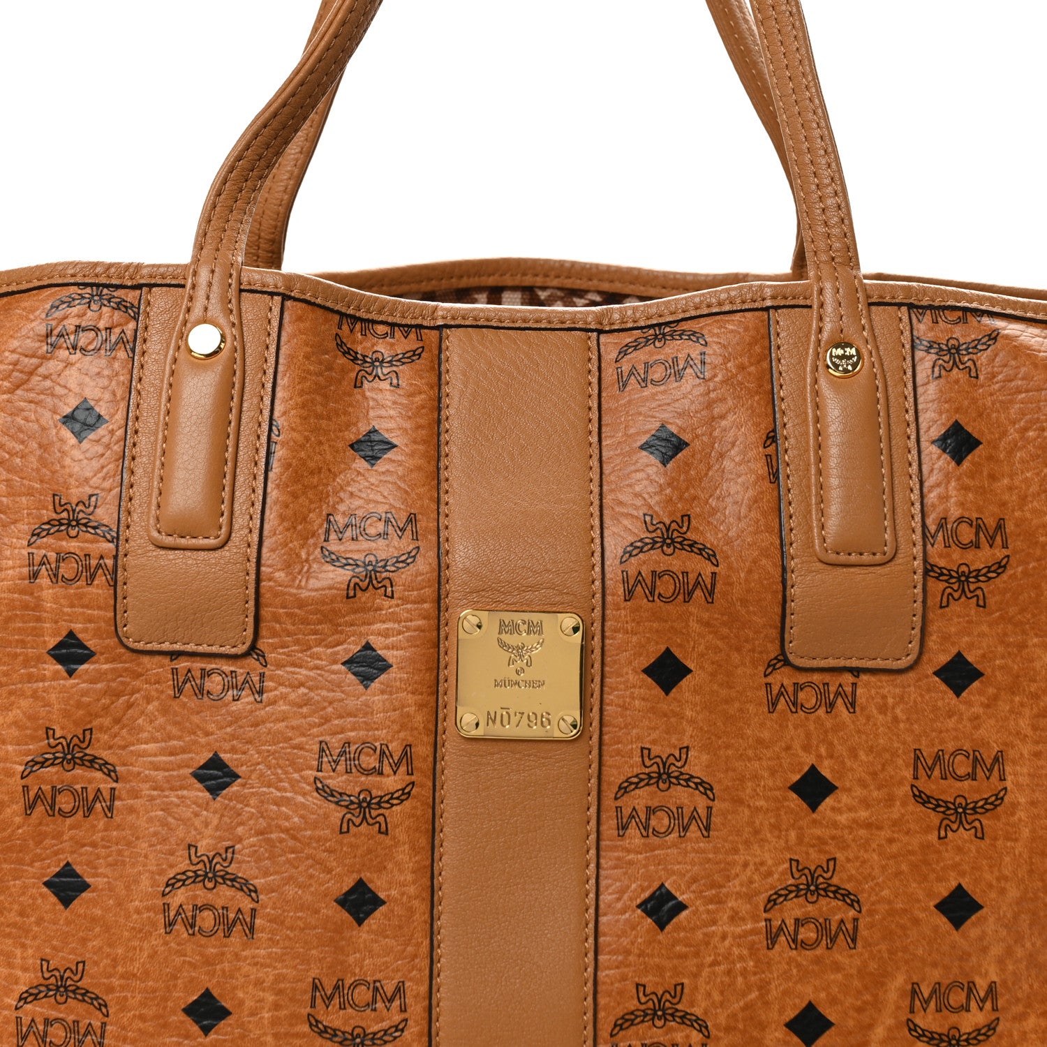 MCM Visetos Large Liz Reversible Shopper Tote Cognac 11 of 16