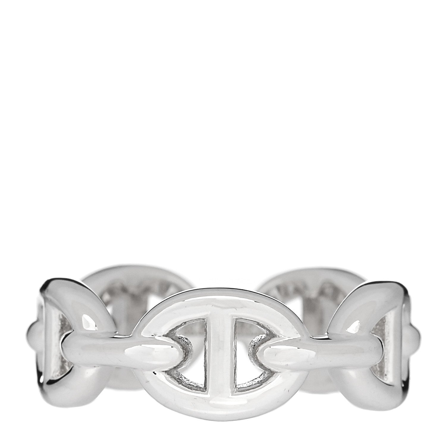Hermes Sterling Silver PM Chaine d'Ancre Enchainee Band Ring 50 5.25 1 of 6
