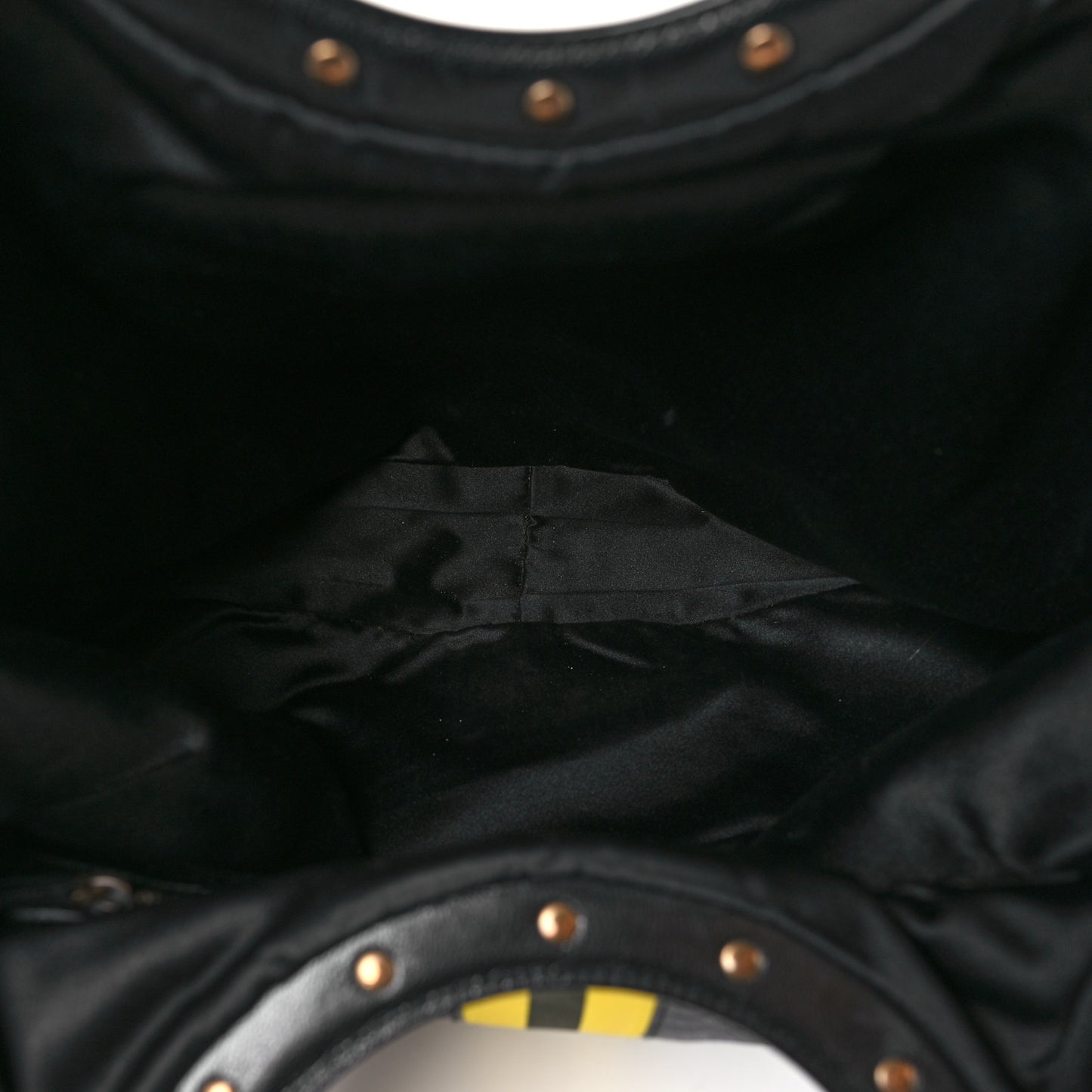 Calfskin Web Metal Bamboo Tote Black