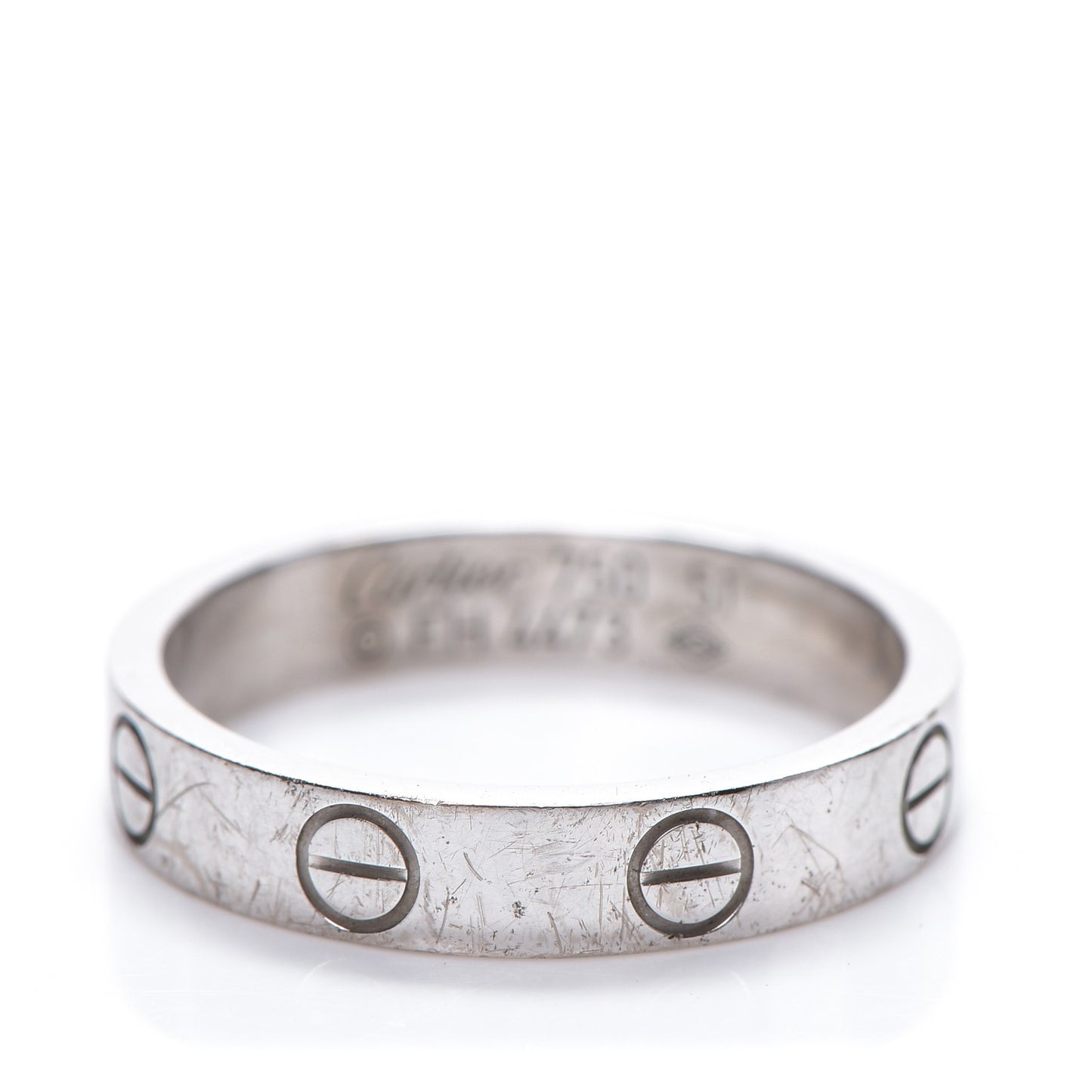 18K White Gold 4mm LOVE Wedding Band Ring 51 5.75