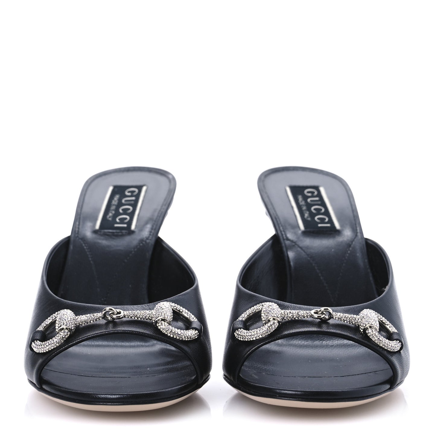 Calfskin Crystal Horsebit Sandal Pumps 36.5 Black