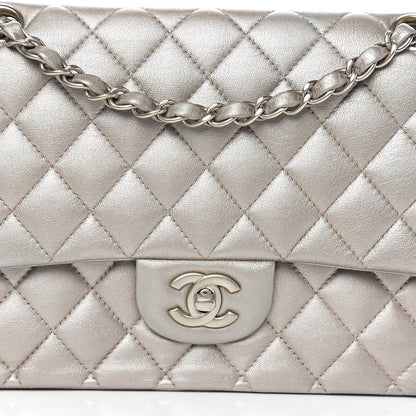 Chanel Metallic Lambskin Quilted Medium Double Flap Silver 9 of 9