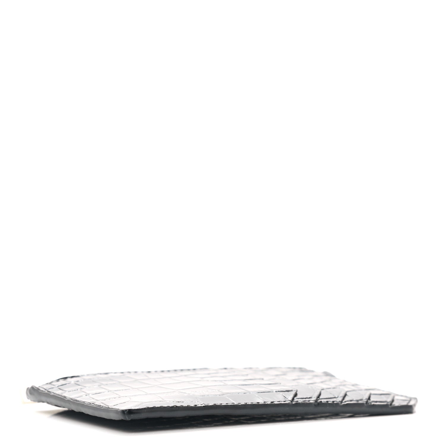 Saint Laurent Calfskin Crocodile Embossed 5 Fragments Zip Pouch Card Holder Black 4 of 7