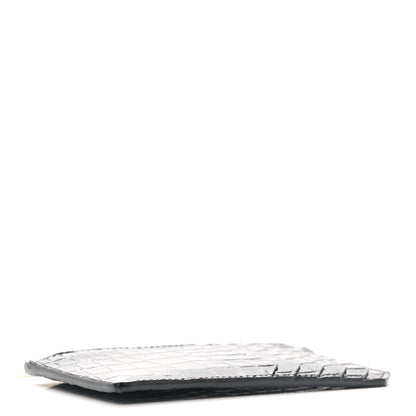 Saint Laurent Calfskin Crocodile Embossed 5 Fragments Zip Pouch Card Holder Black 4 of 7