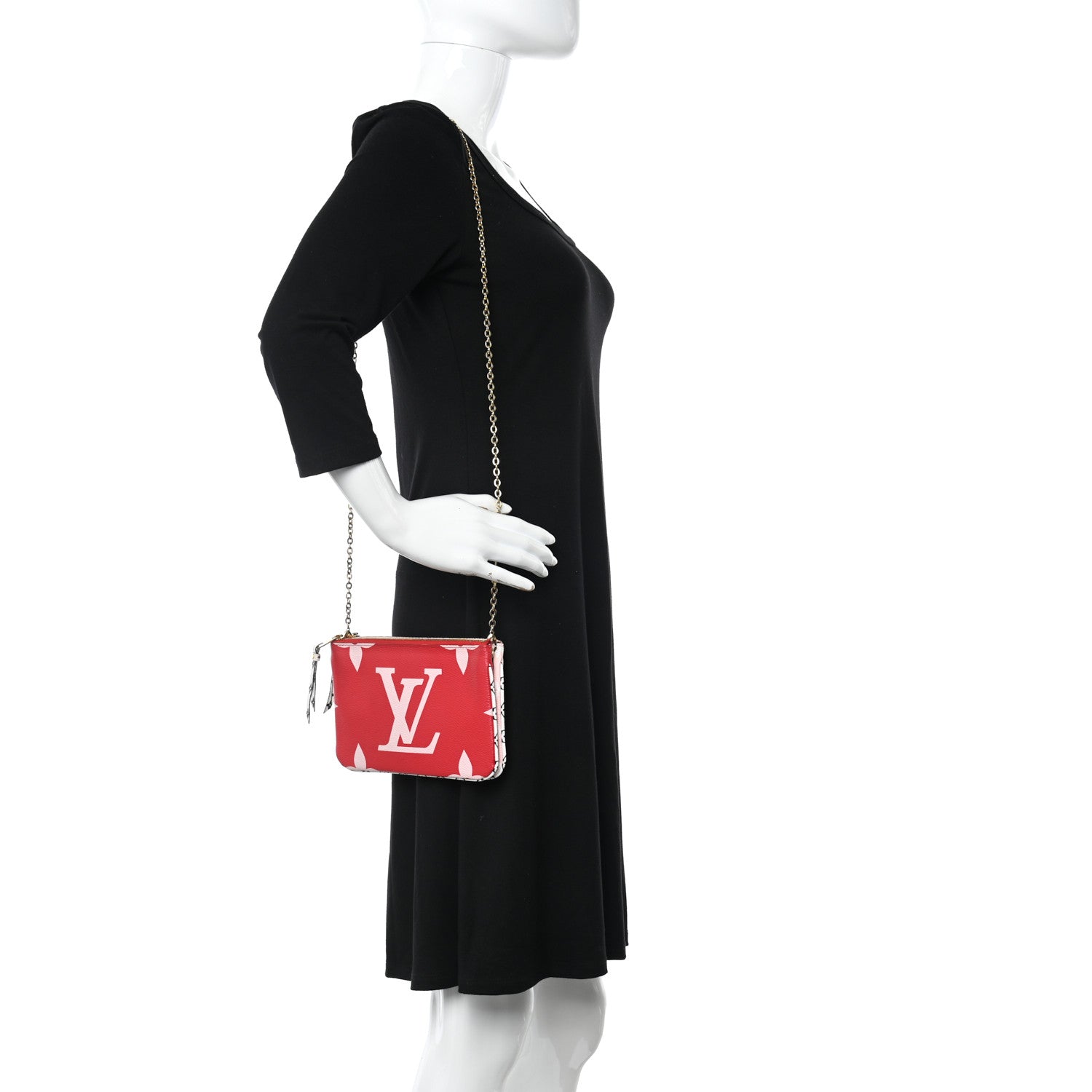 Louis Vuitton Monogram Giant Double Zip Pochette Rouge 2 of 14