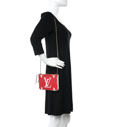 Louis Vuitton Monogram Giant Double Zip Pochette Rouge 2 of 14