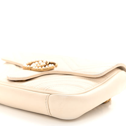 Gucci Calfskin Matelasse Pearly GG Marmont Chain Belt Bag Mystic White 10 of 15