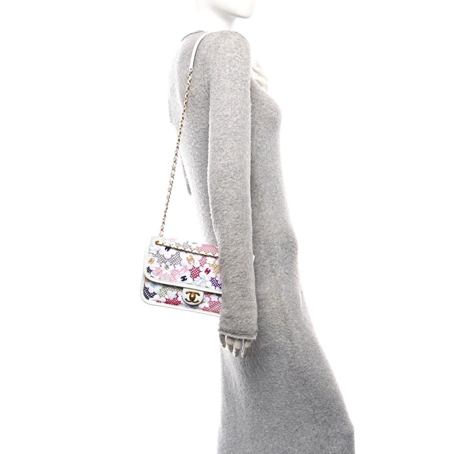 Lambskin Lace Patchwork Flap Bag Multicolor