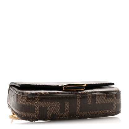 Fendi Glazed Fabric FF 1974 Nano Baguette Charm Mogano Panna 4 of 10